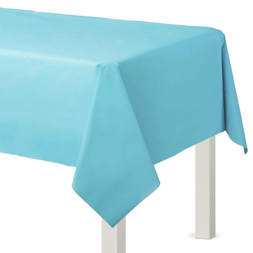 Caribbean Blue Plastic Table Cover