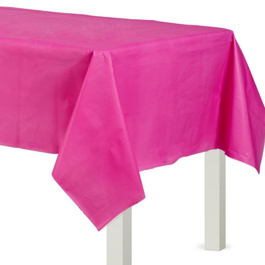 Neon Pink Plastic Party Tablecloth,Pink 
