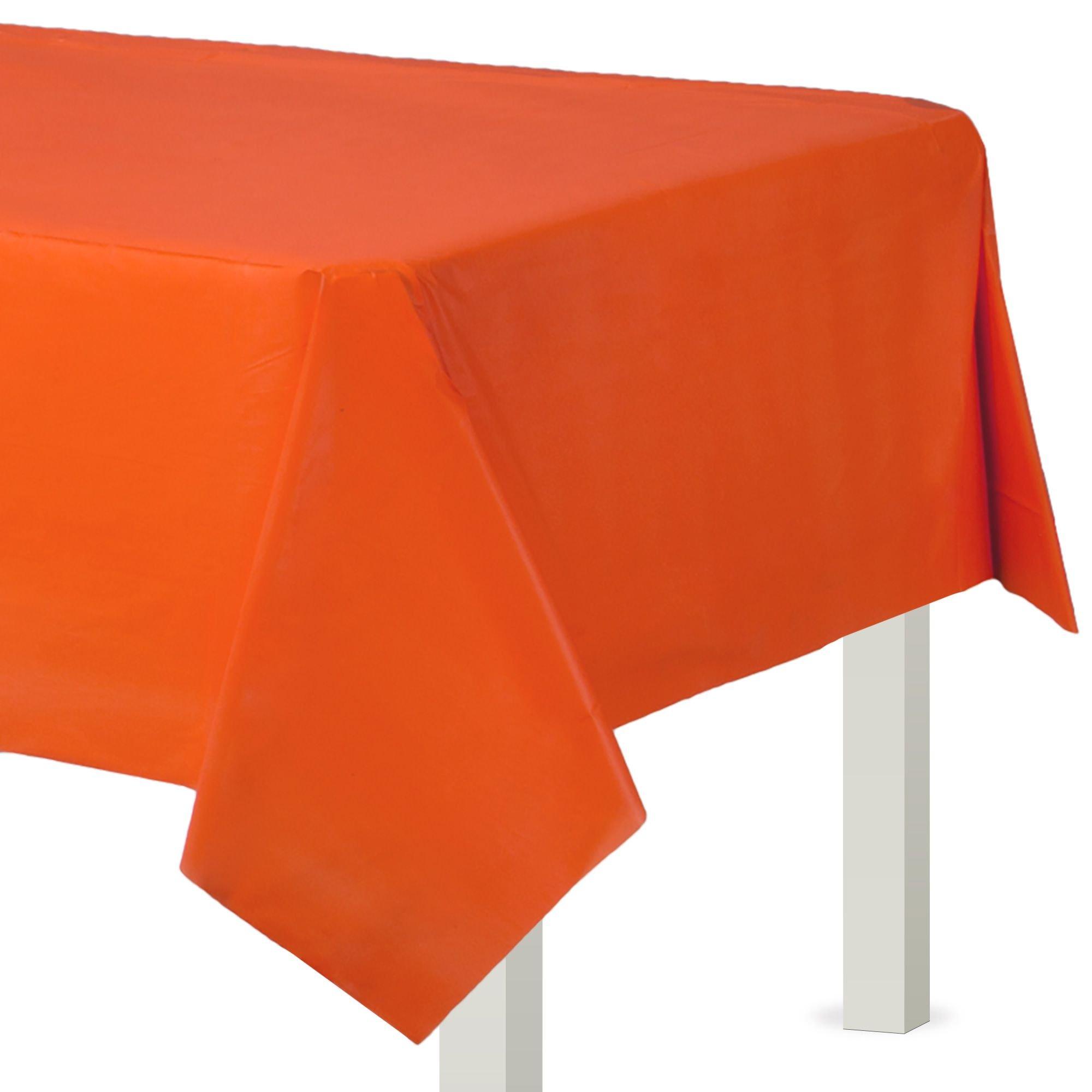 Orange Plastic Table Cover, 54in x 108in