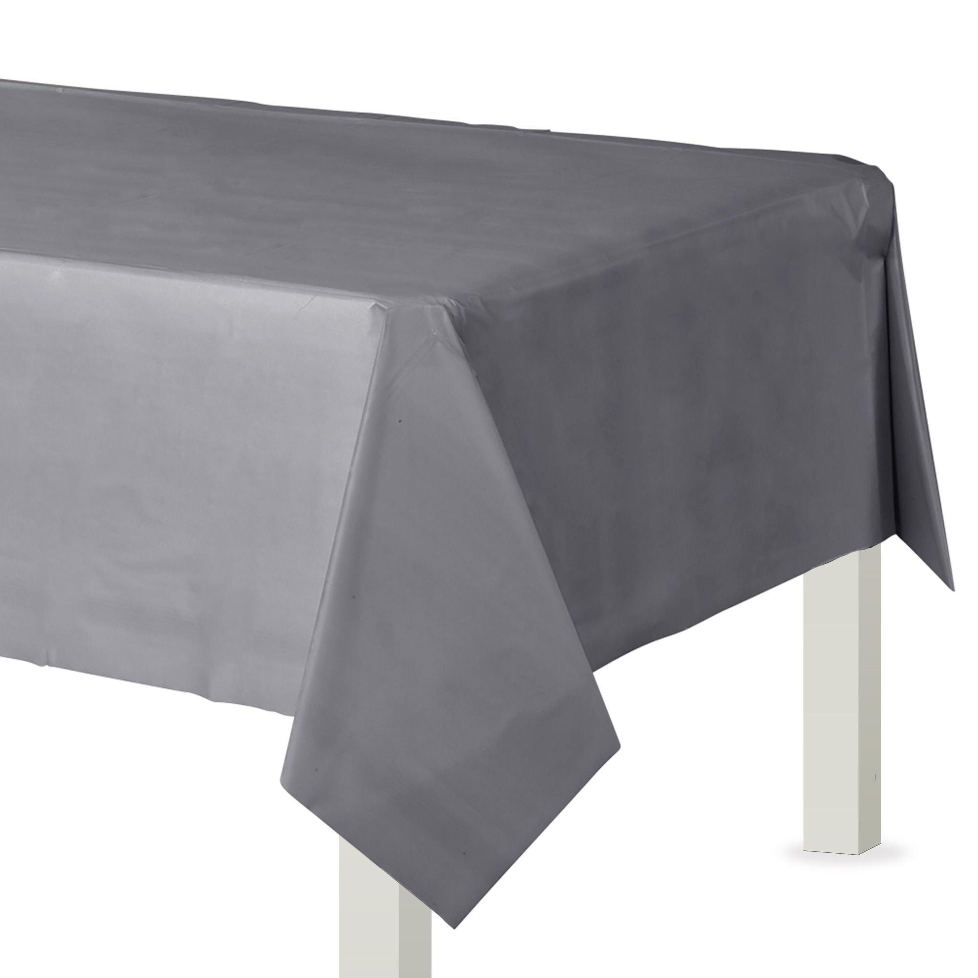 Silver Plastic Table Cover 54in x 108in | Party City