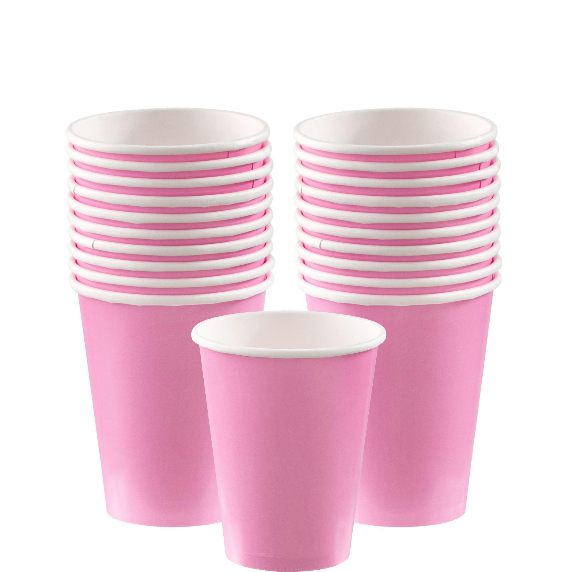 Jam Paper Plastic Party Cups, 16 oz, Baby Pink, 20/Pack