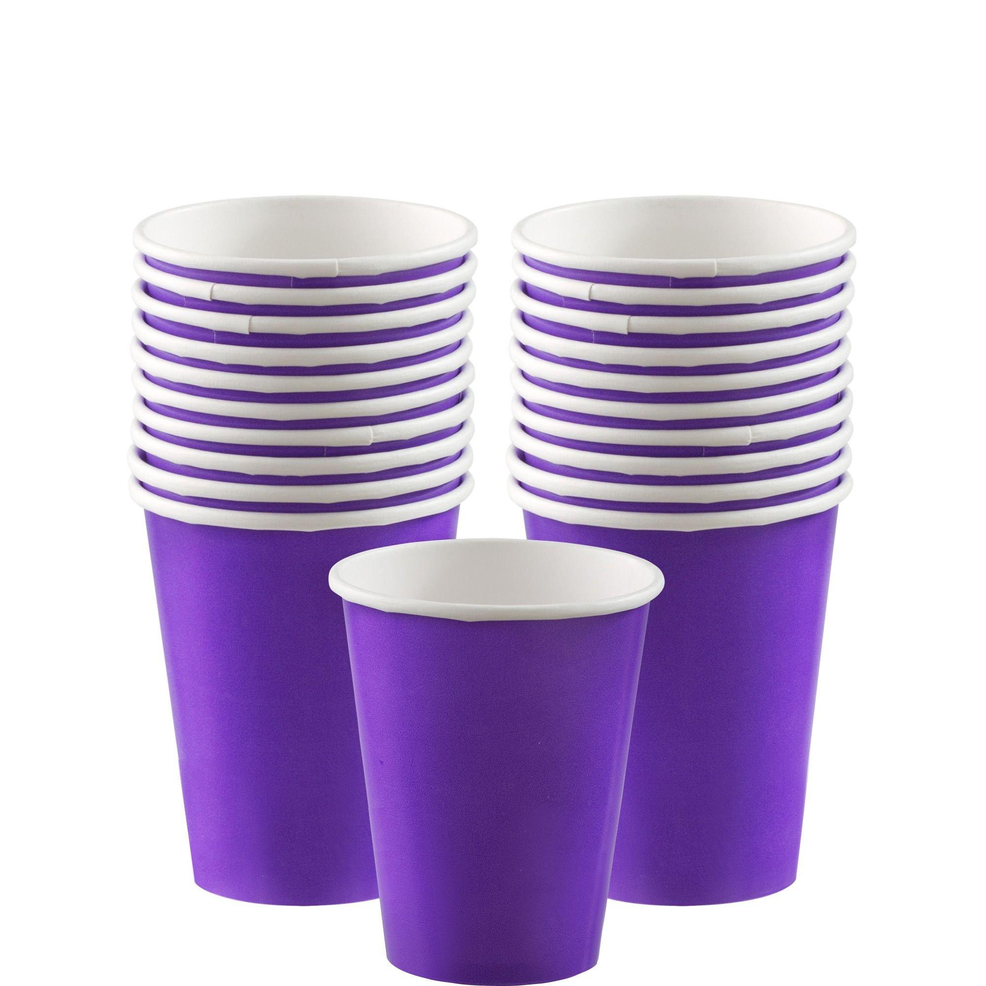  Plain Deep Purple Disposable Paper Cups - 9oz, 14 Count - Ideal  for Parties, Picnics, & All Occasions : Health & Household