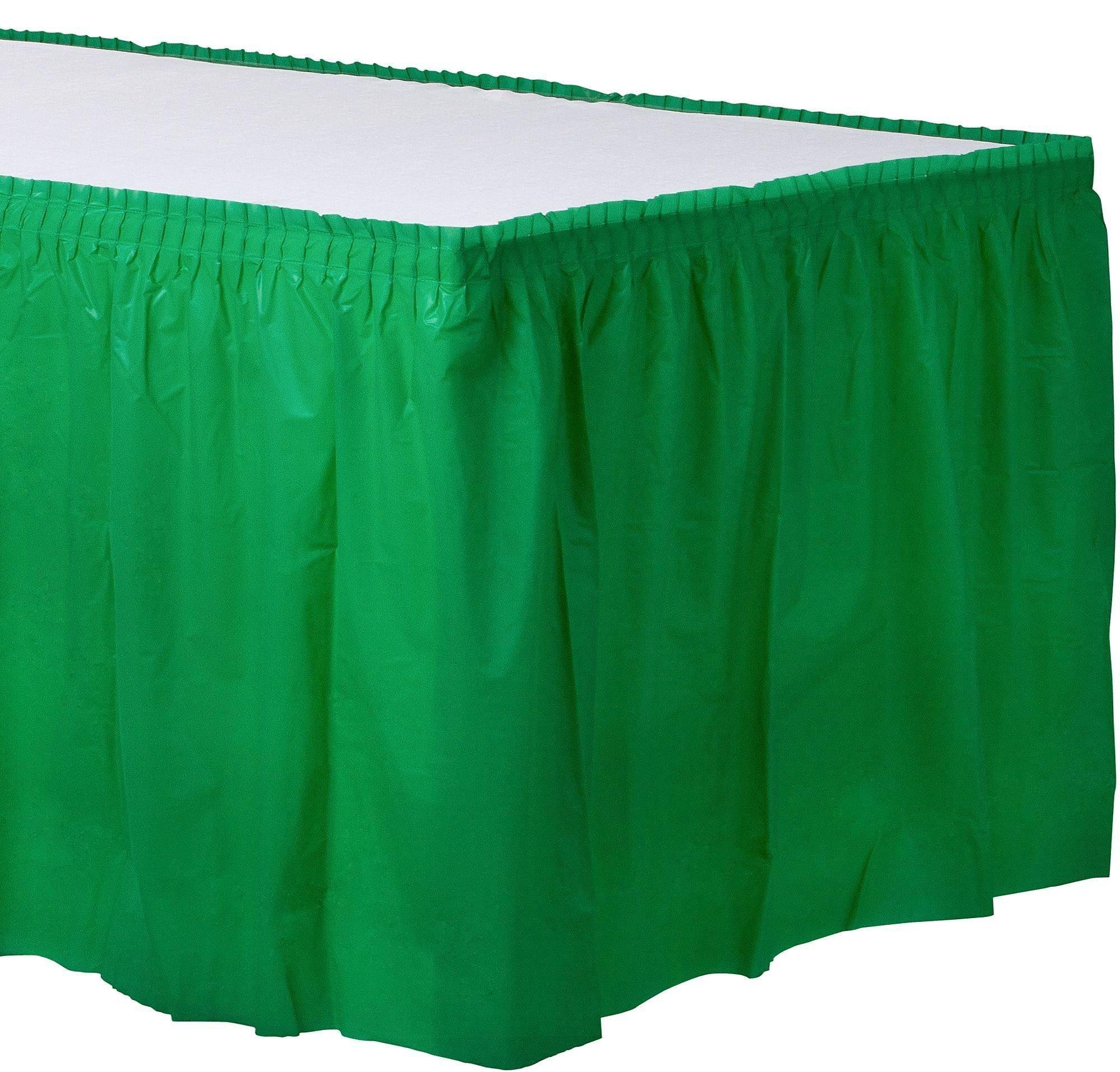 Festive Green Plastic Table Skirt, 21ft x 29in Party City