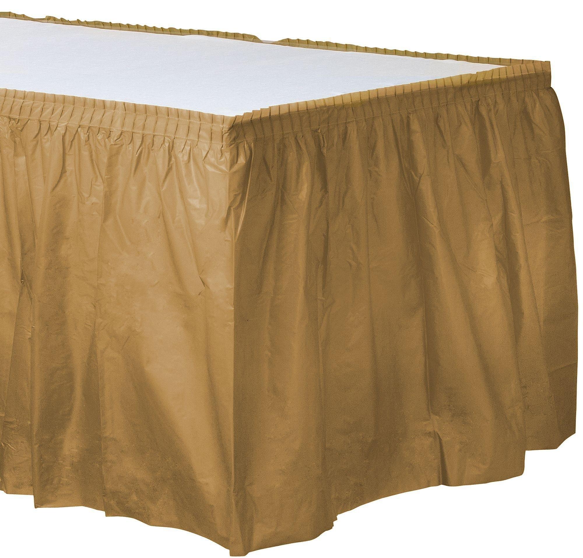 Gold Plastic Table Skirt, 21ft x 29in