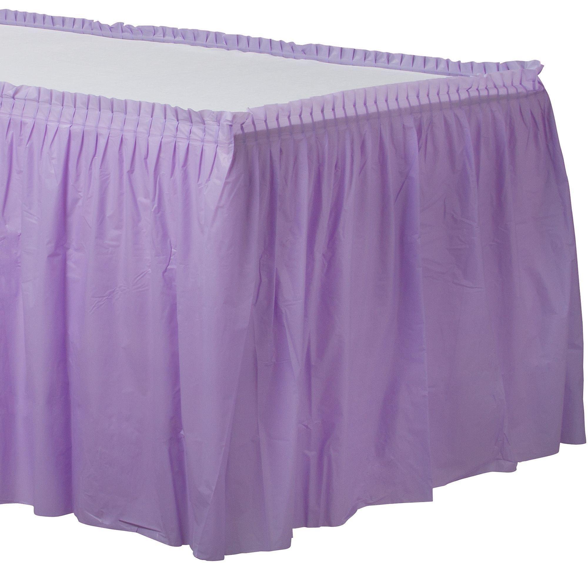 Lavender Plastic Table Skirt, 21ft x 29in