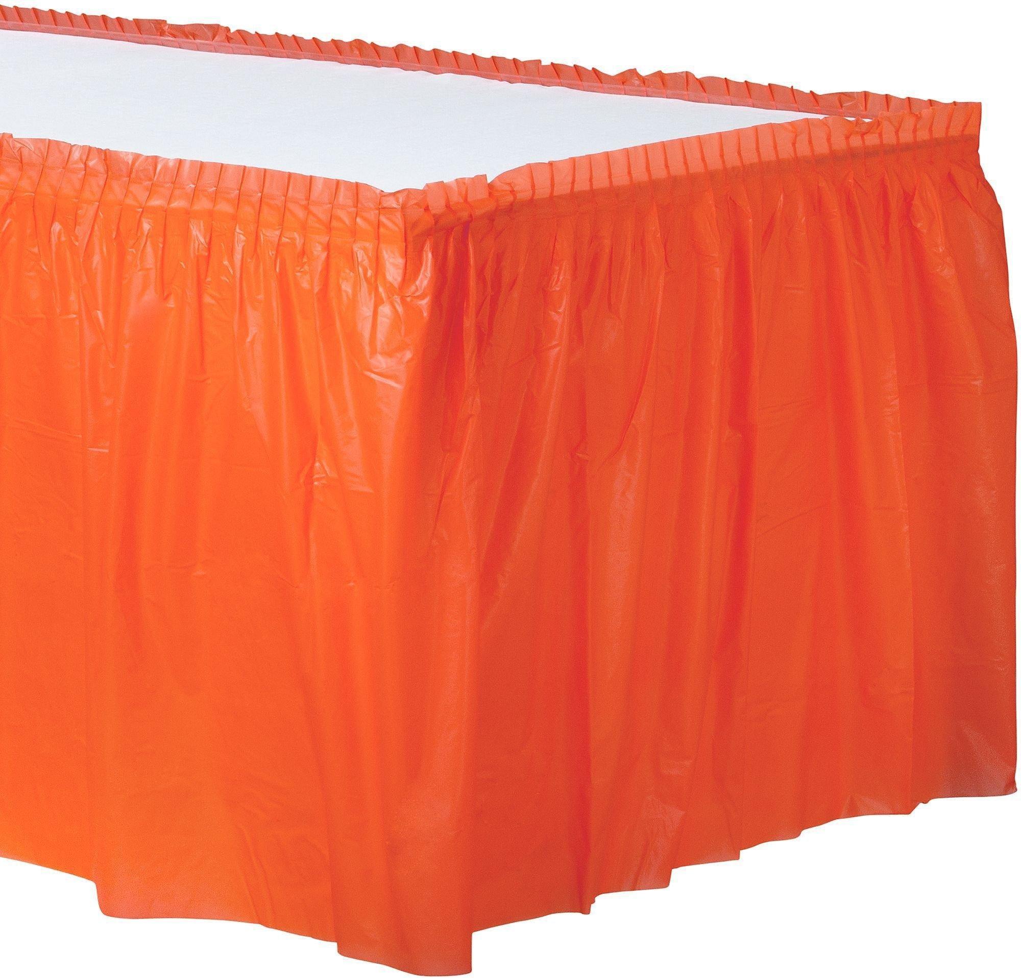 Orange Plastic Table Skirt, 21ft x 29in