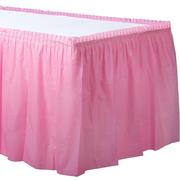 Pink Plastic Table Skirt, 21ft x 29in