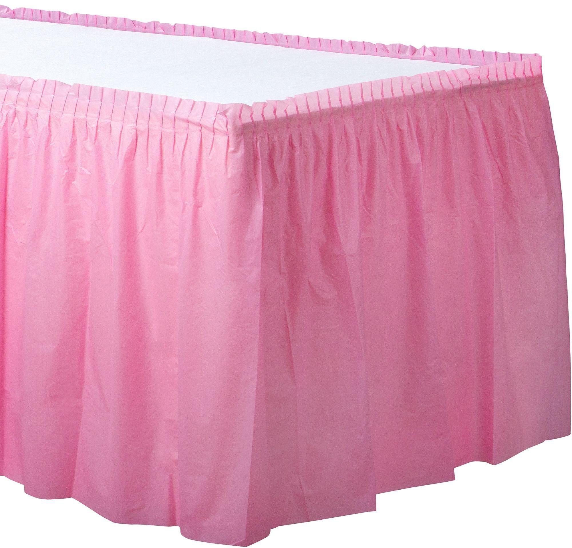 Pink Plastic Table Skirt, 21ft x 29in