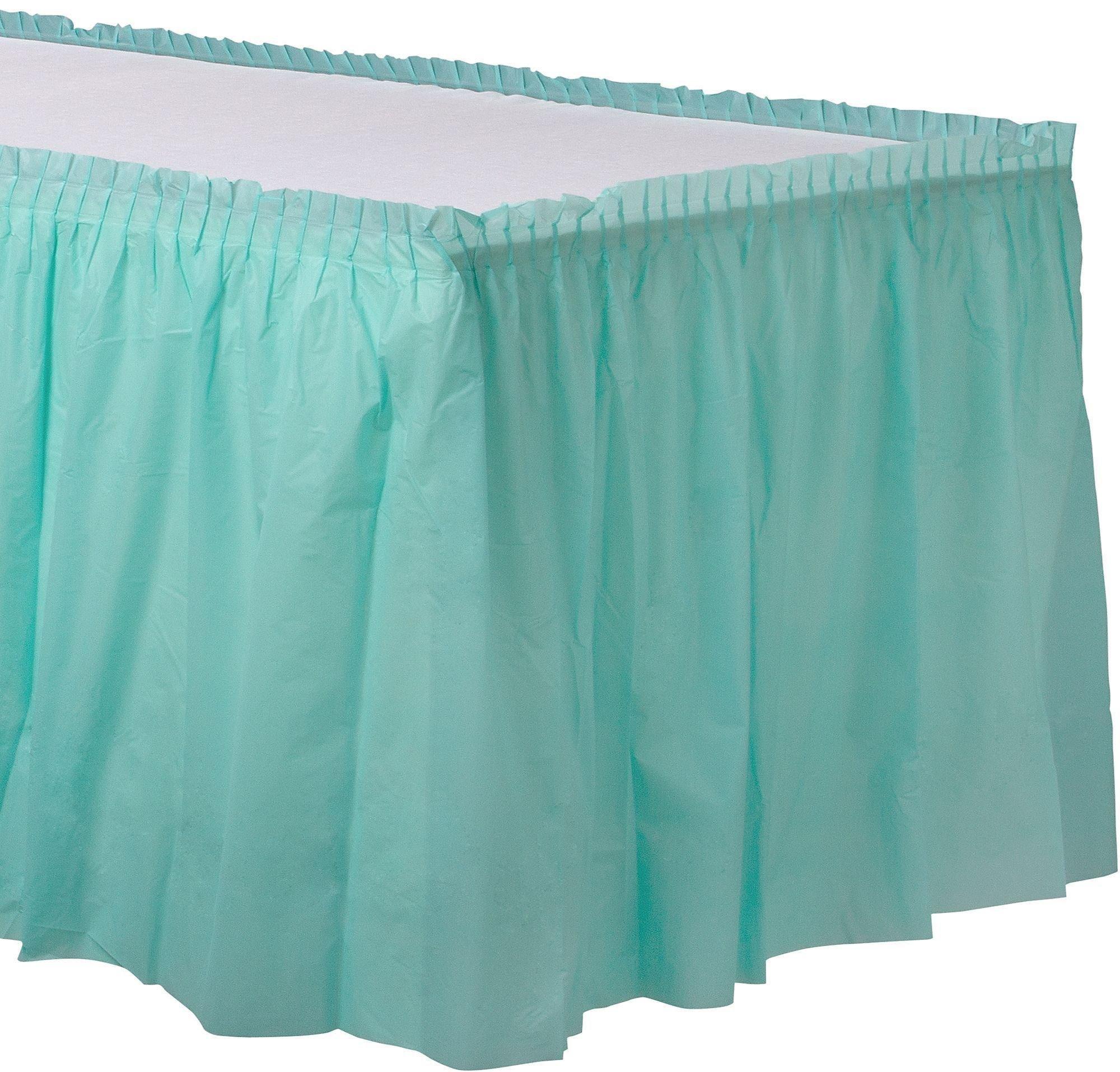 Robin's Egg Blue Plastic Table Skirt, 21ft x 29in | Party City