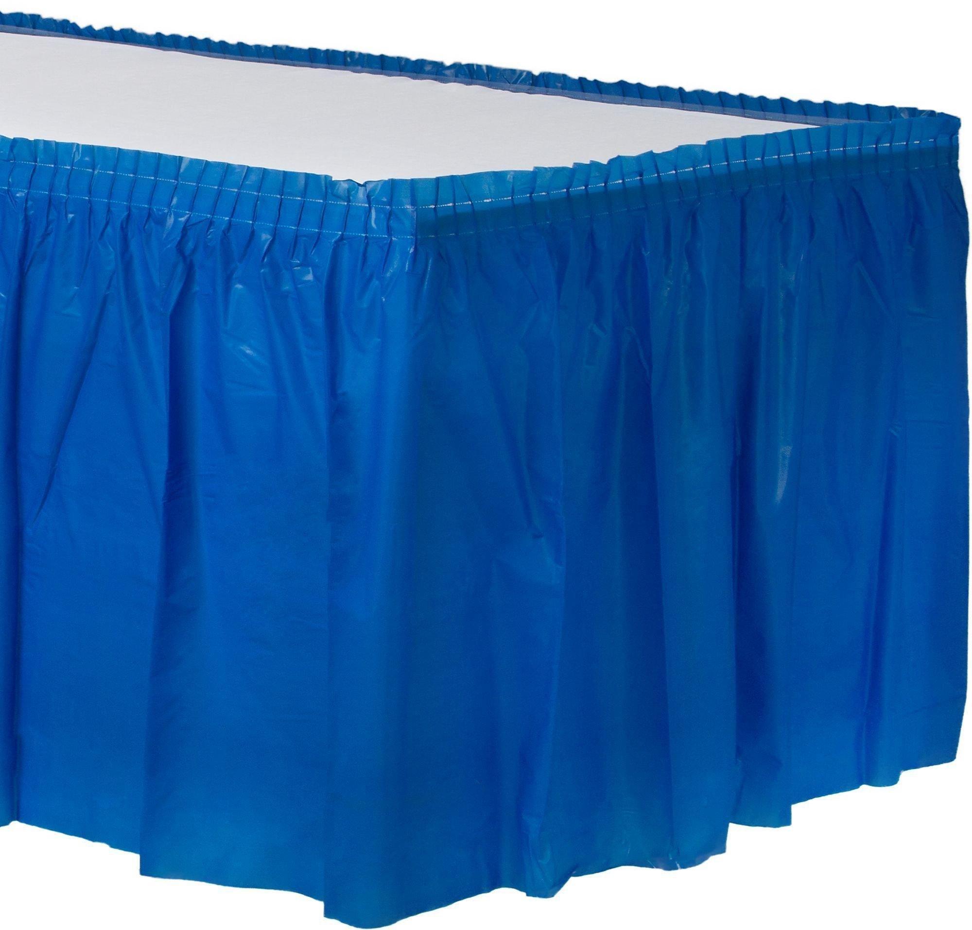Royal Blue Plastic Table Skirt, 21ft x 29in