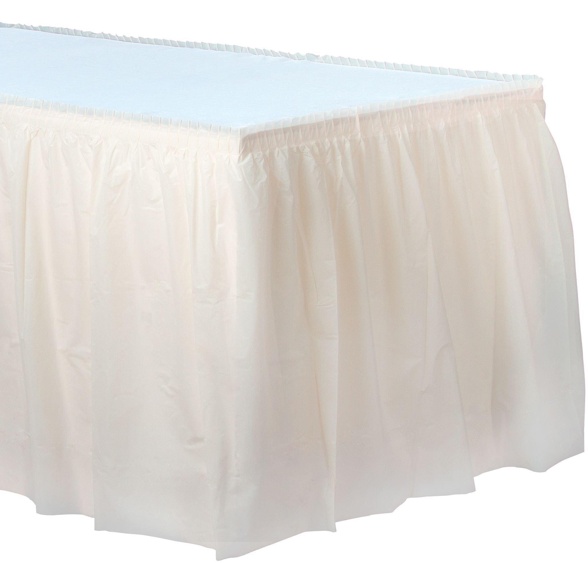 Vanilla Cream Plastic Table Skirt, 21ft x 29in
