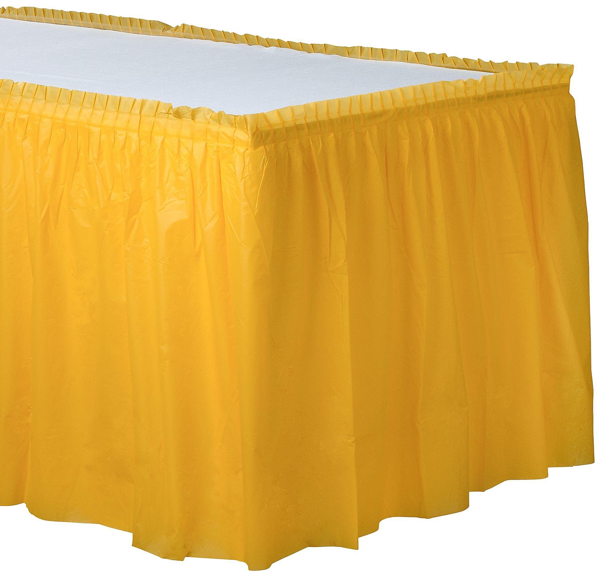Yellow Plastic Table Skirt, 21ft x 29in