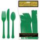 Festive Green Premium Plastic Cutlery Set 24ct