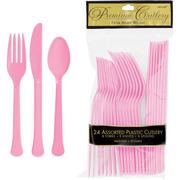 Pink Premium Plastic Cutlery Set 24ct