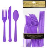 Purple Premium Plastic Cutlery Set 24ct