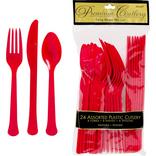 Red Premium Plastic Cutlery Set 24ct
