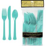 Robin's Egg Blue Premium Plastic Cutlery Set 24ct