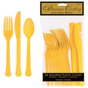 Sunshine Yellow Premium Plastic Cutlery Set 24ct