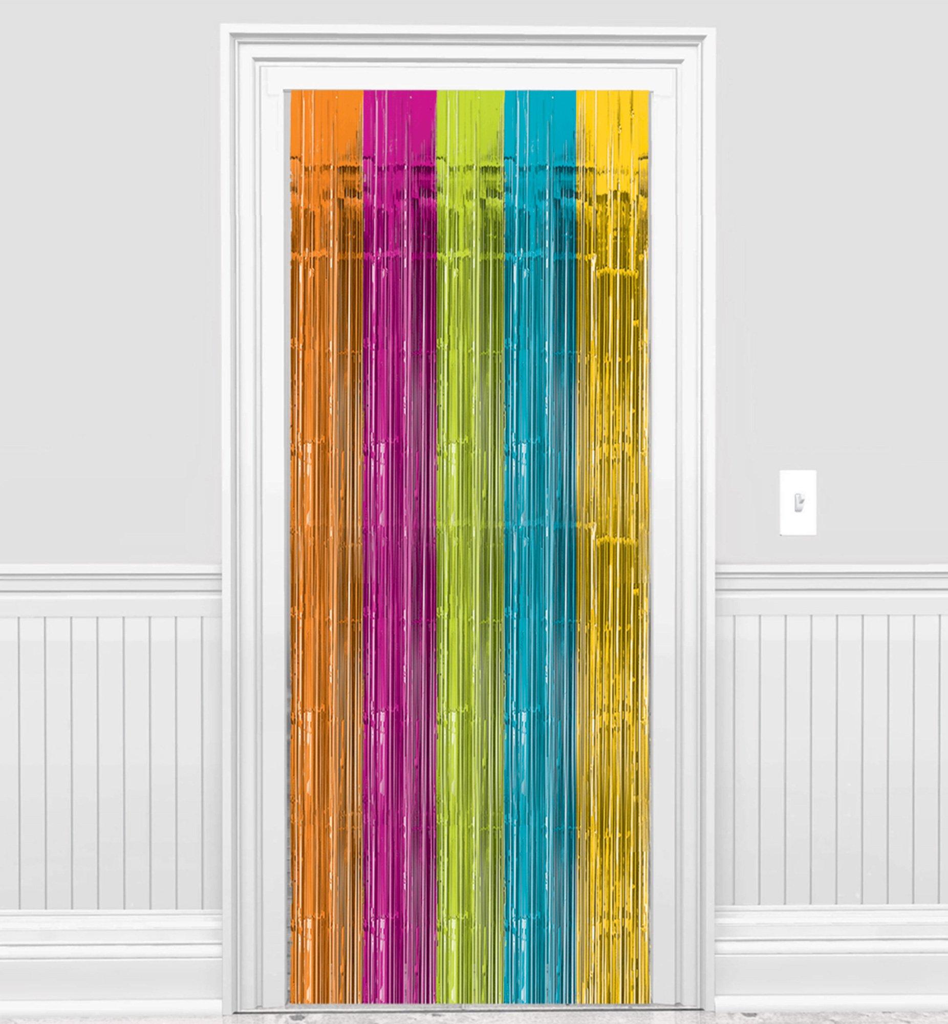 Great Choice Products Rainbow Foil Fringe Curtains, 2 Pack Rainbow