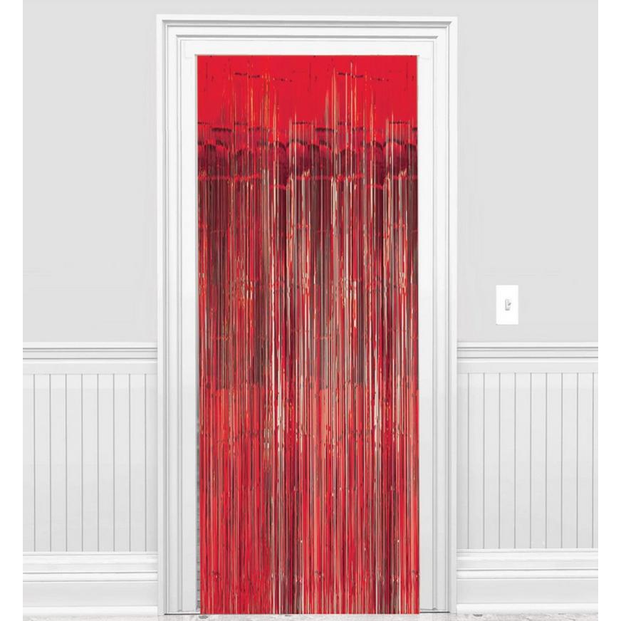 Red Foil Fringe Doorway Curtain, 3ft x 8ft