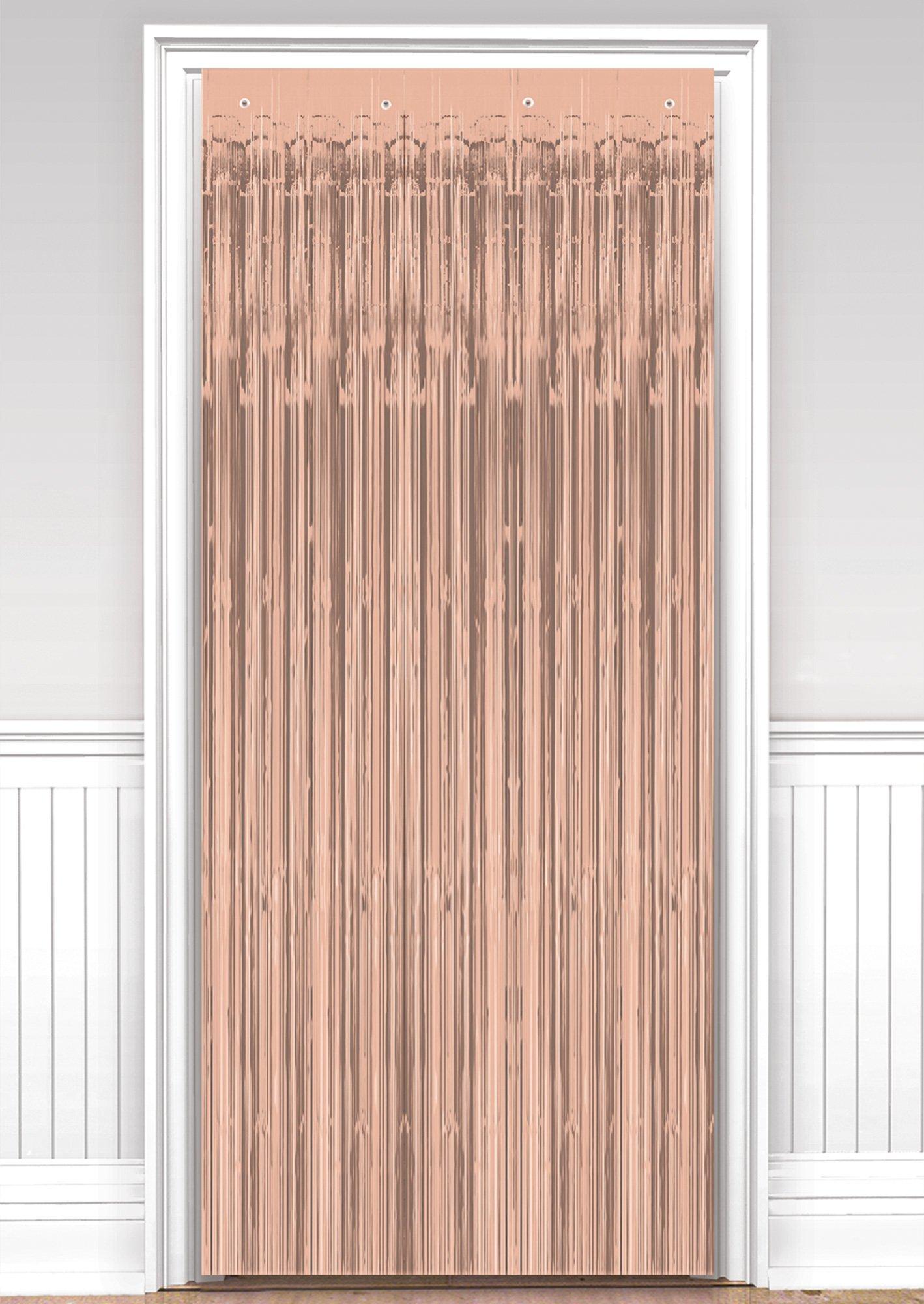 Foil Rose Gold Fringe Door Curtain, 3 x 8 ft.