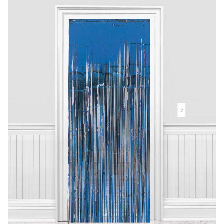 Royal Blue Foil Fringe Doorway Curtain, 3ft x 8ft