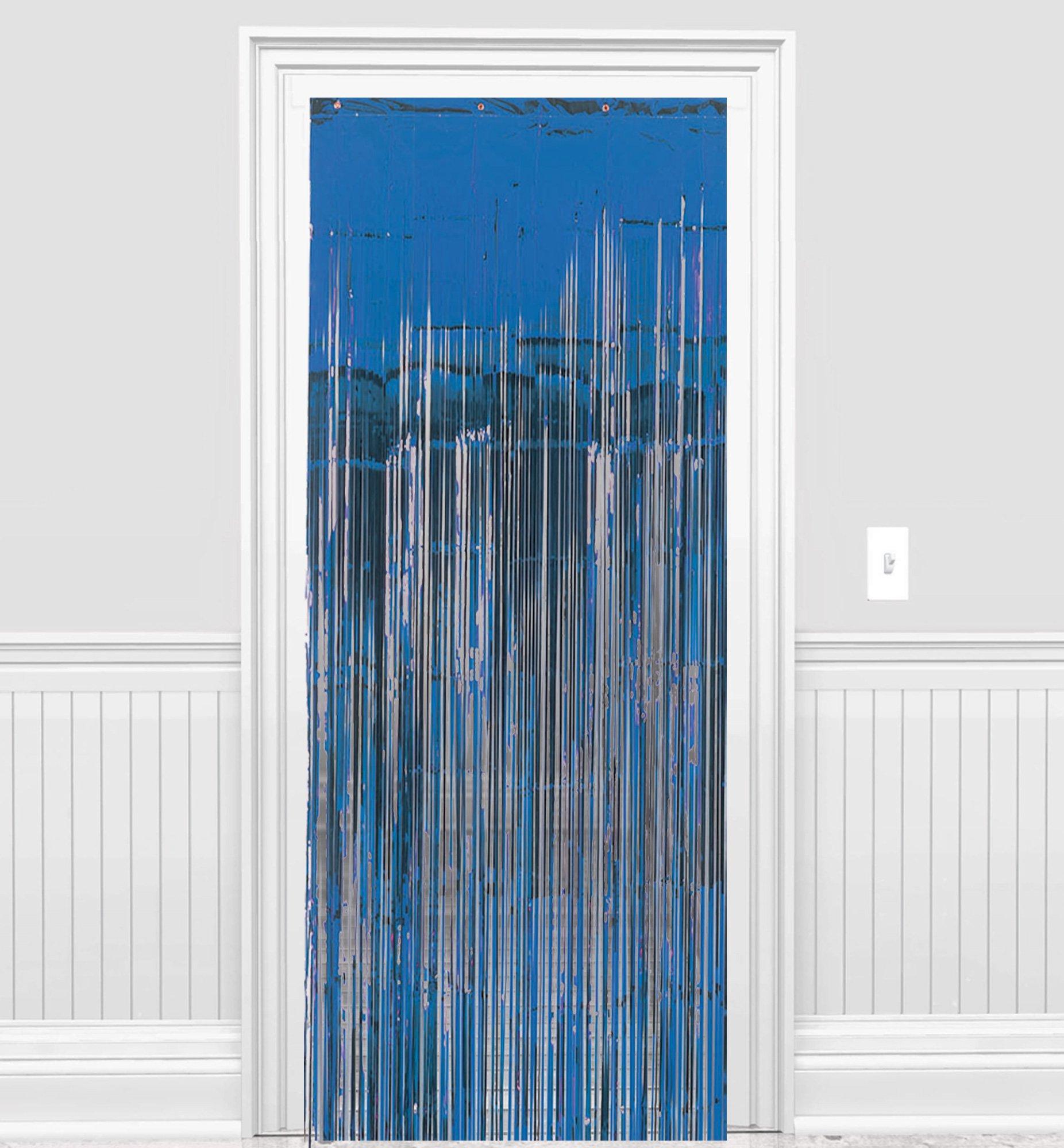 Royal Blue Foil Fringe Doorway Curtain, 3ft x 8ft
