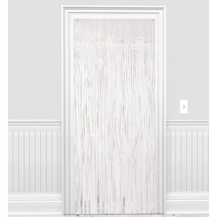 White Foil Fringe Doorway Curtain, 3ft x 8ft