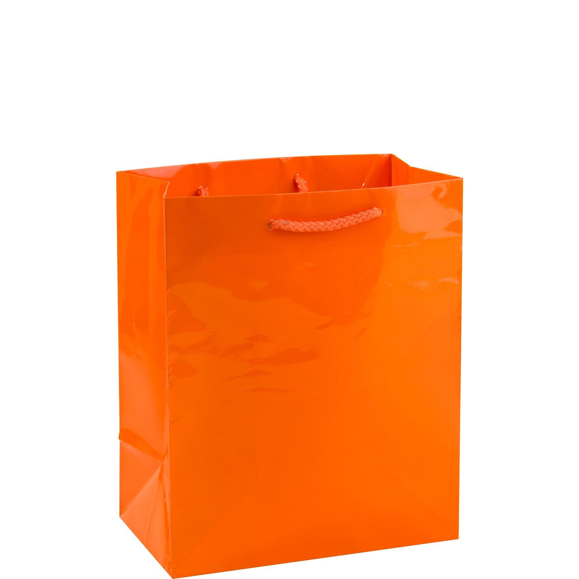 Orange Polka Paper Gift Bags 8x8x3 (50 Count) - No Plastic Shop