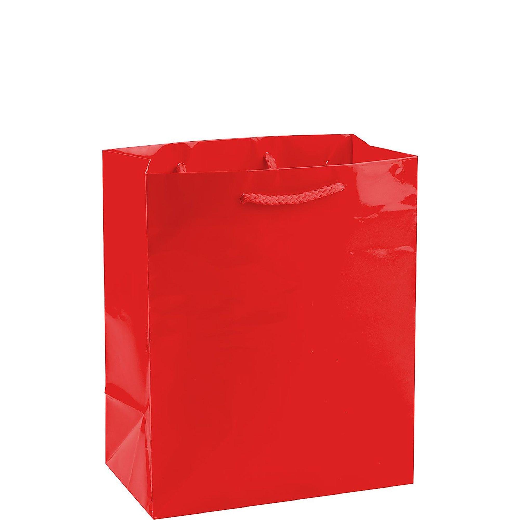 Medium Glossy Red Gift Bag 8in x 9 1/2in Party City
