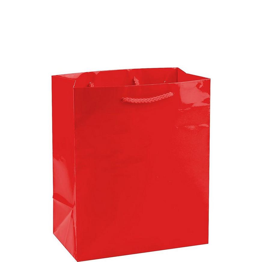Medium Glossy Red Gift Bag, 7.75in x 9.5in 