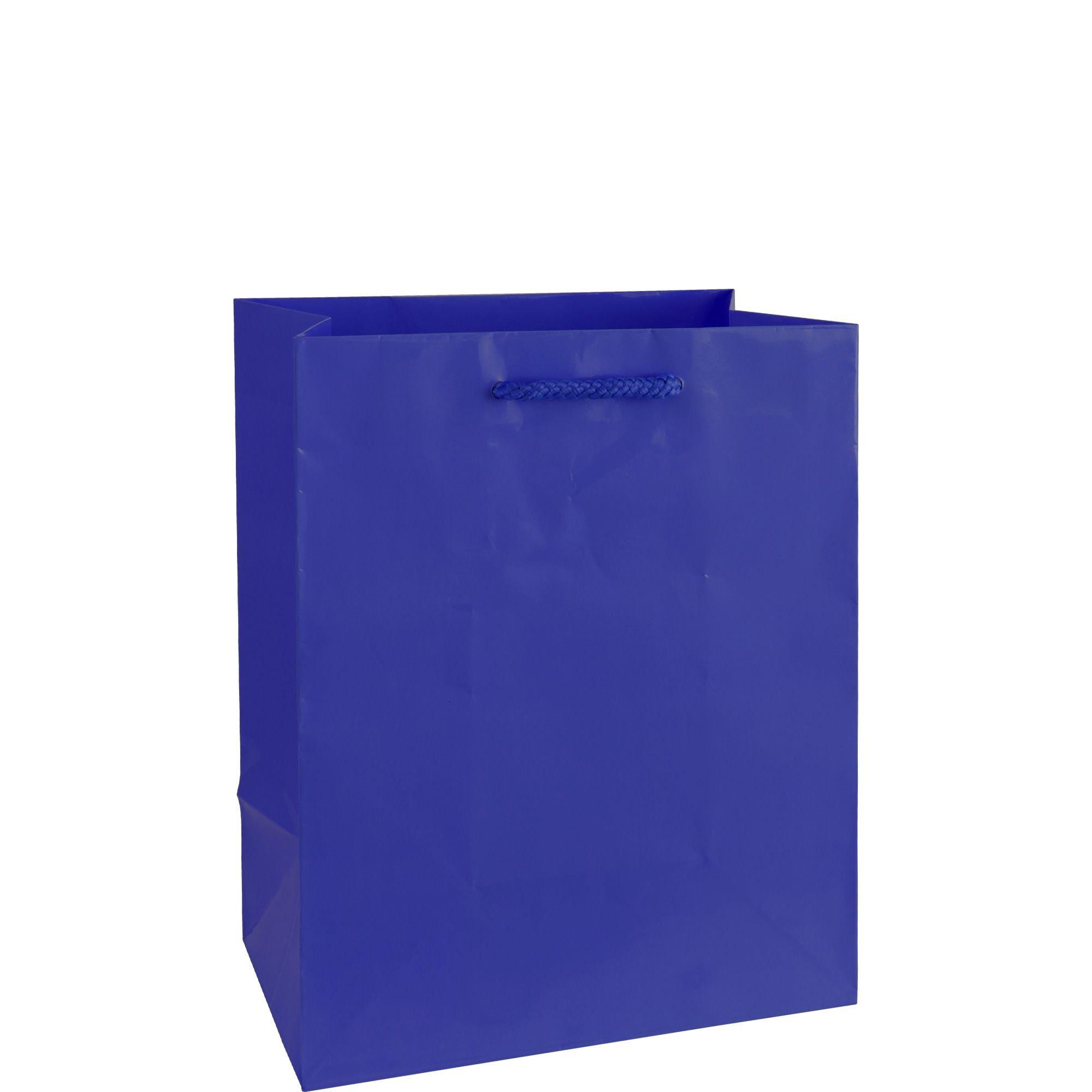 Medium Glossy Royal Blue Gift Bag, 7.75in x 9.5in