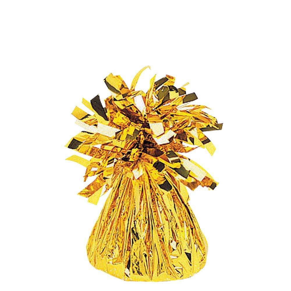 5.5 Gold Balloon Weights Pack of 12 - Metallic Balloon Holder Table Weight  with Gold Curling Ribbon Roll (500-Yards) Heavy Foil Wrapped Anchors for