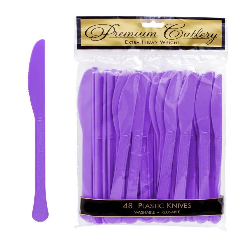 Purple Premium Plastic Knives 48ct