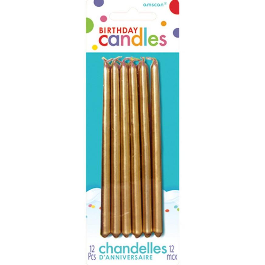 Tall Gold Birthday Candles 12ct