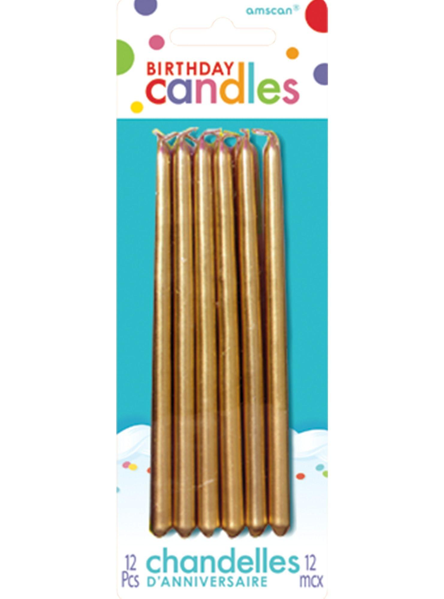Tall Gold Birthday Candles 12ct