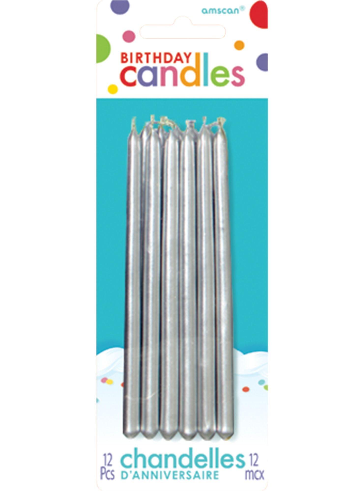 Tall Silver Birthday Candles 12ct Party City