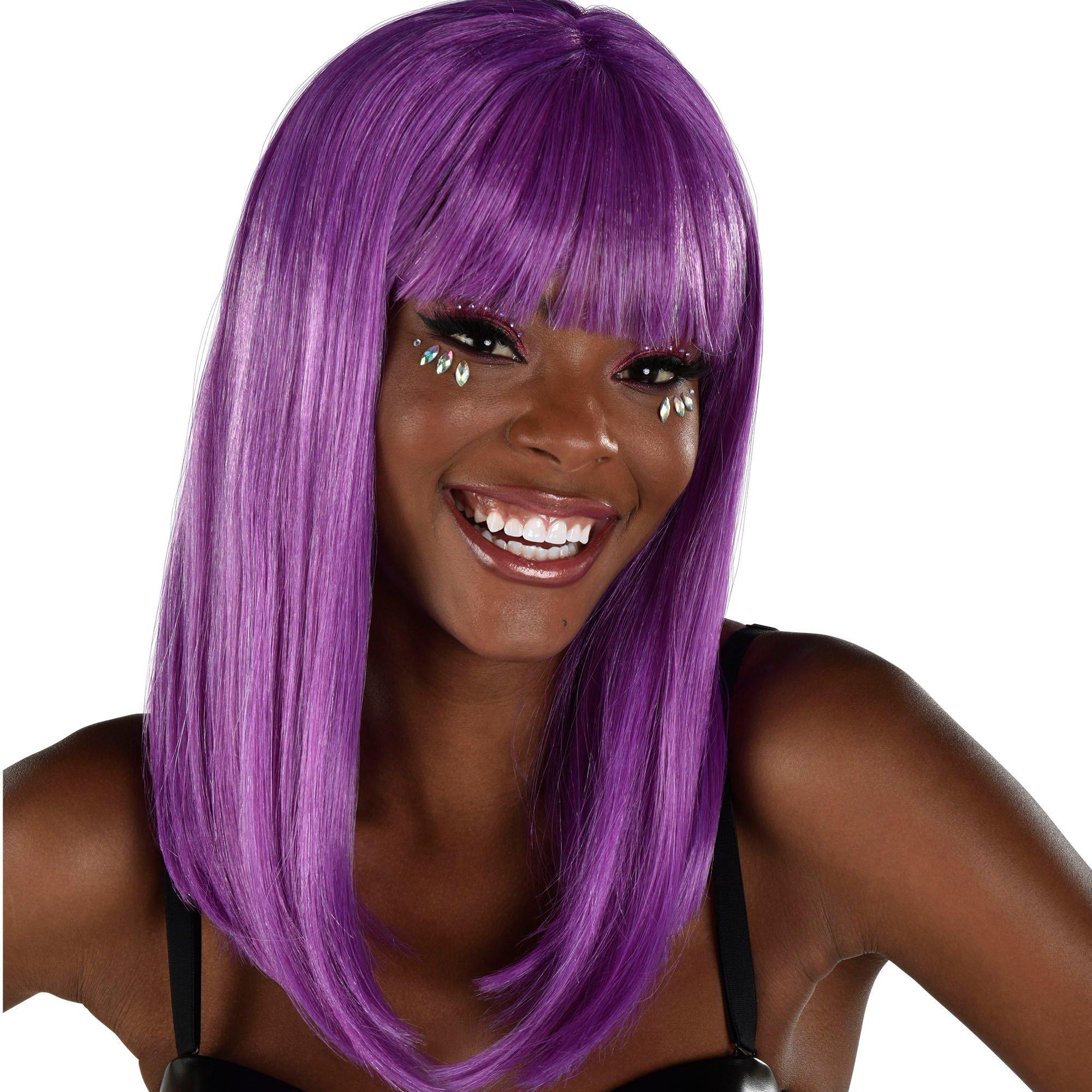 Long violet outlet wig