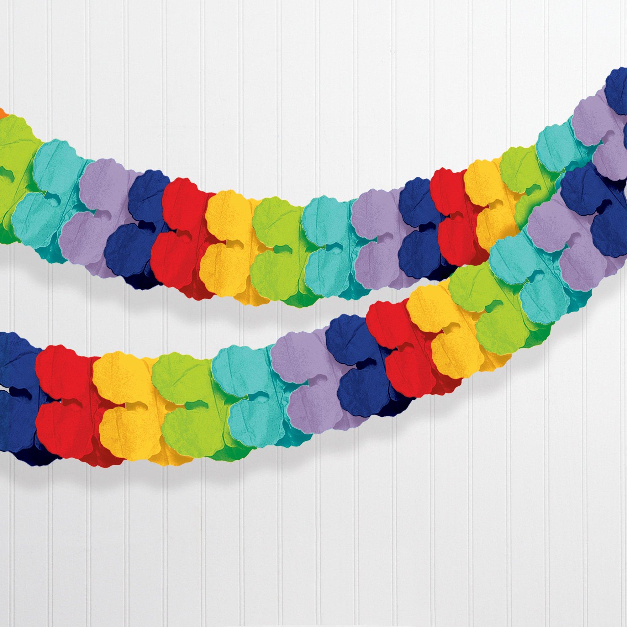 Rainbow Multicolor Paper Garland, 12ft