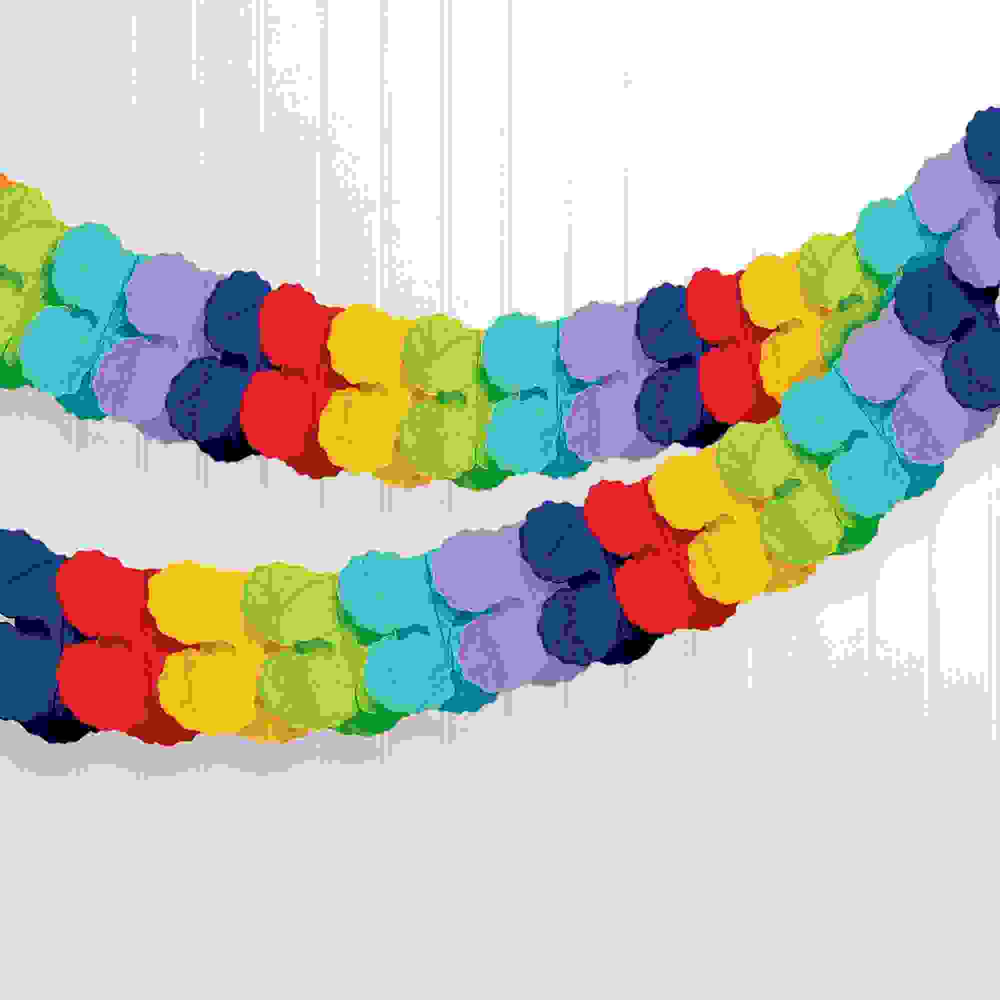 Rainbow Multicolor Paper Garland, 12ft