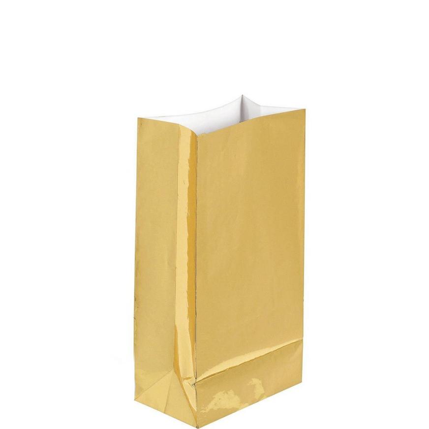 Medium Metallic Gold Paper Treat Bags 12ct