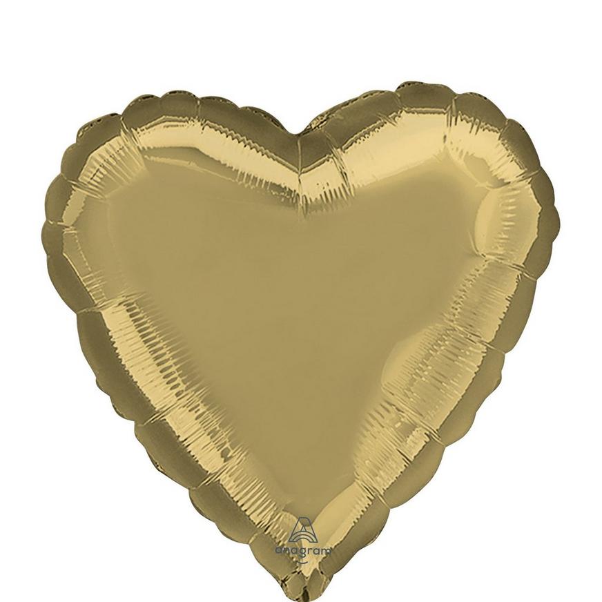 White Gold Foil Heart Balloon, 17in