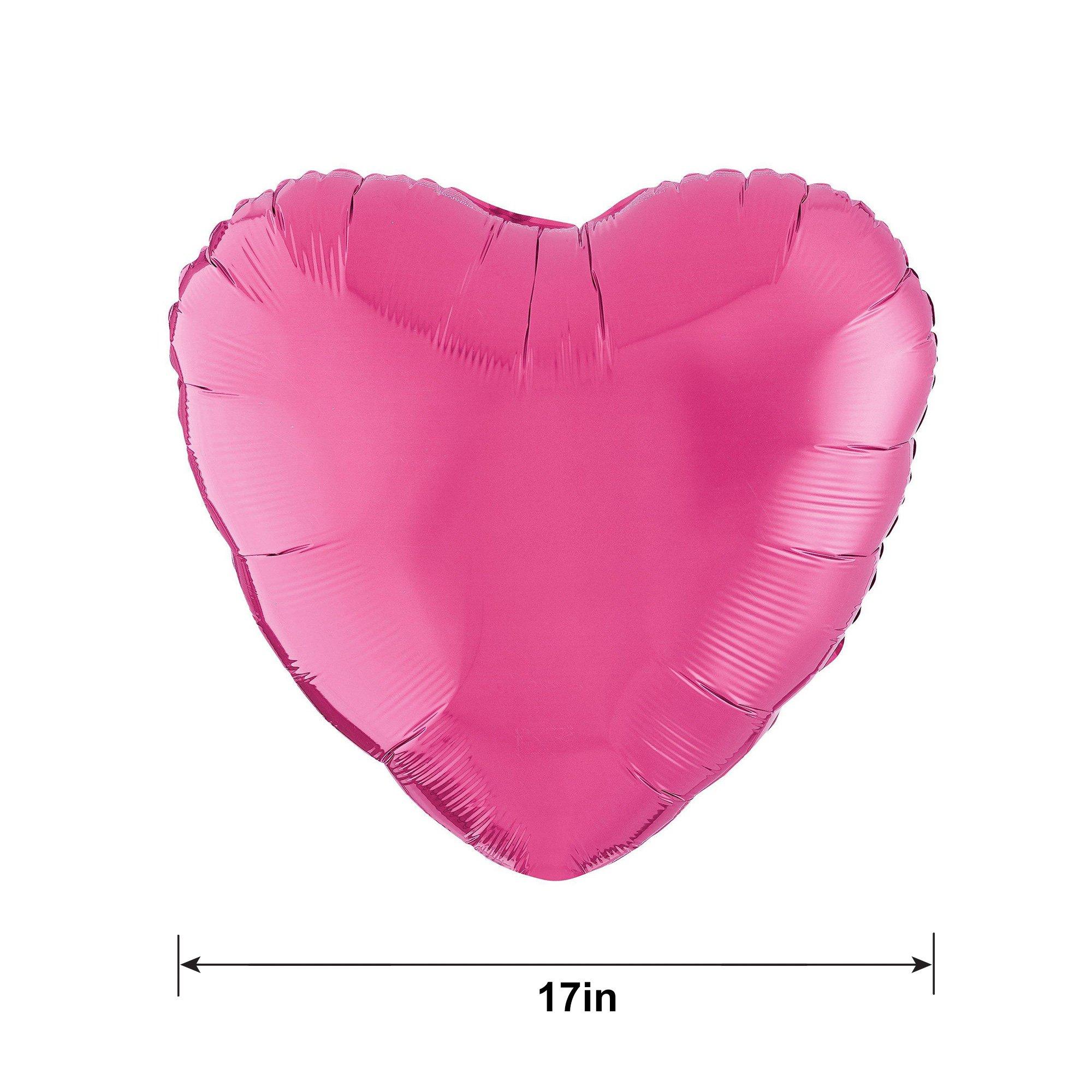 17in Bright Pink Heart Foil Balloon