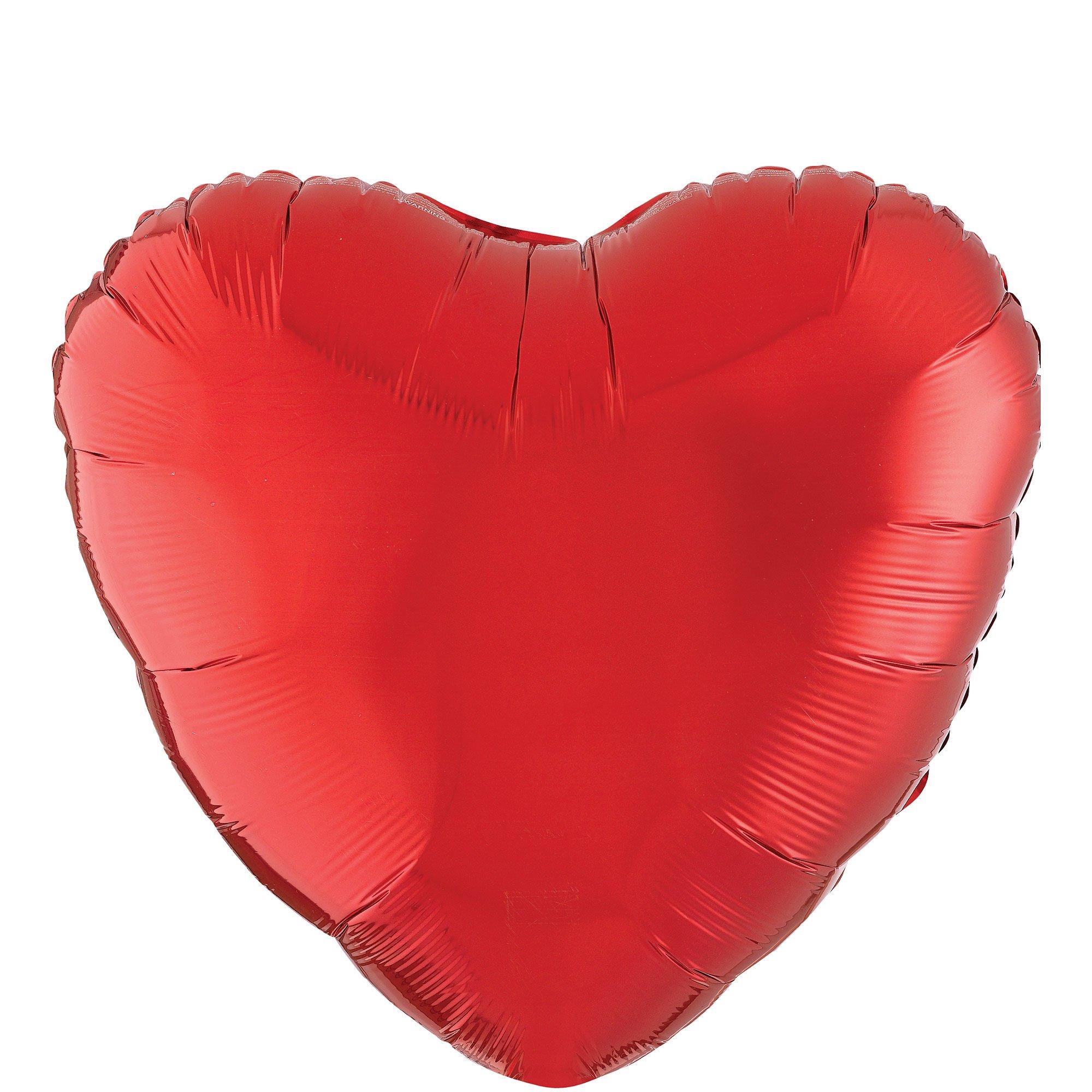 Red Valentine's Day Heart Foil Balloon, 17in