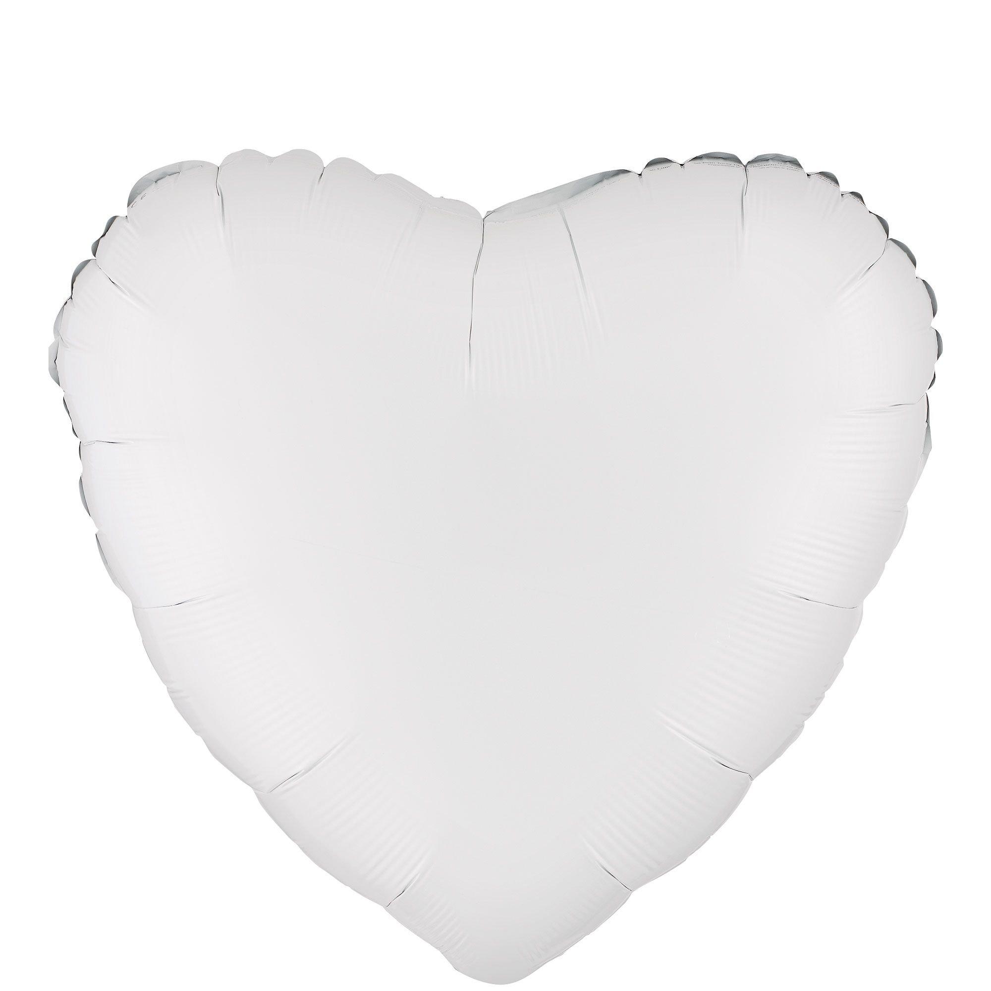 17in White Heart Foil Balloon