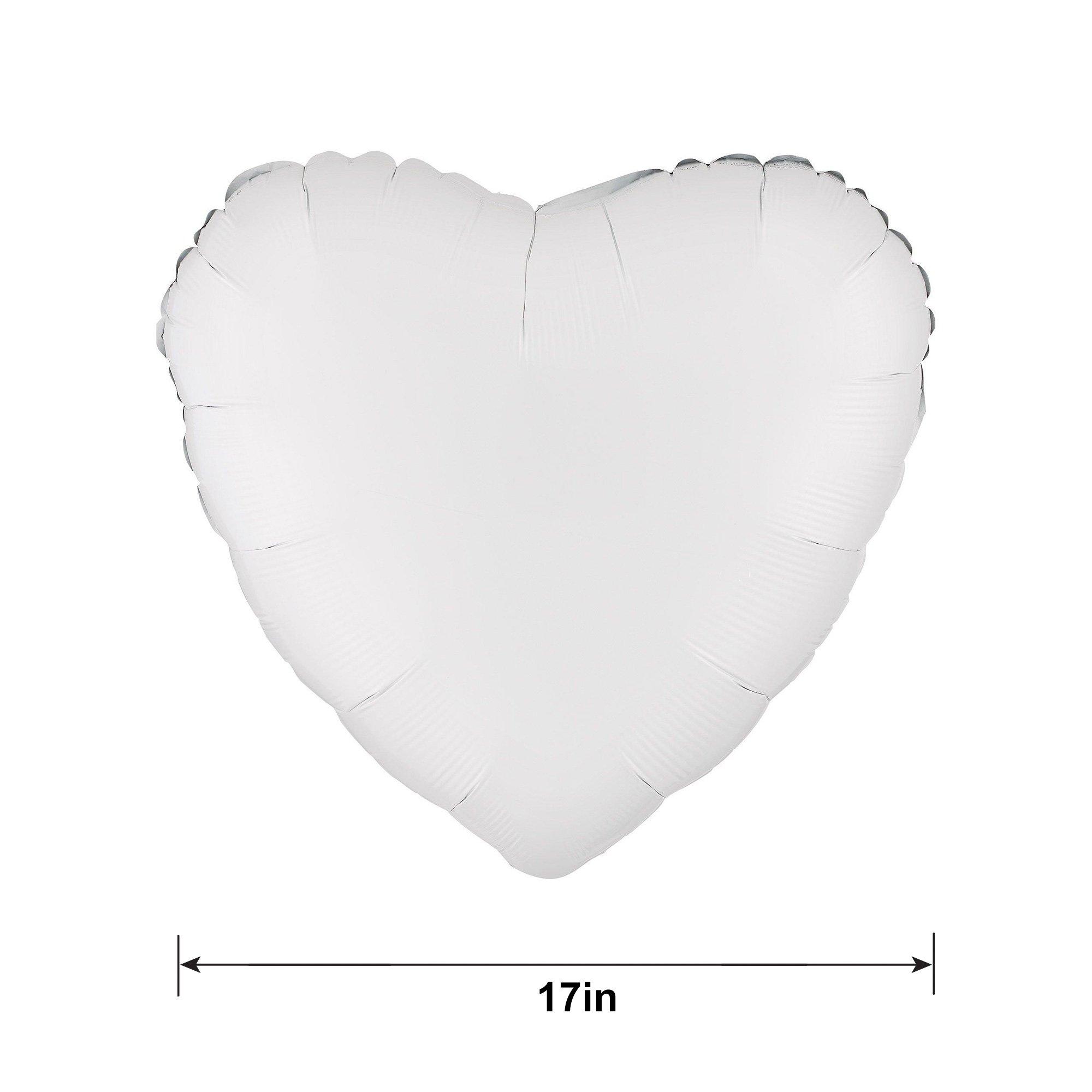 17in White Heart Foil Balloon