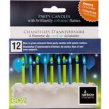 Blue & Green Colored Flame Candles 12ct