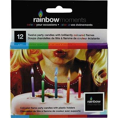 Multicolor Colored Flame Candles 12ct Party City