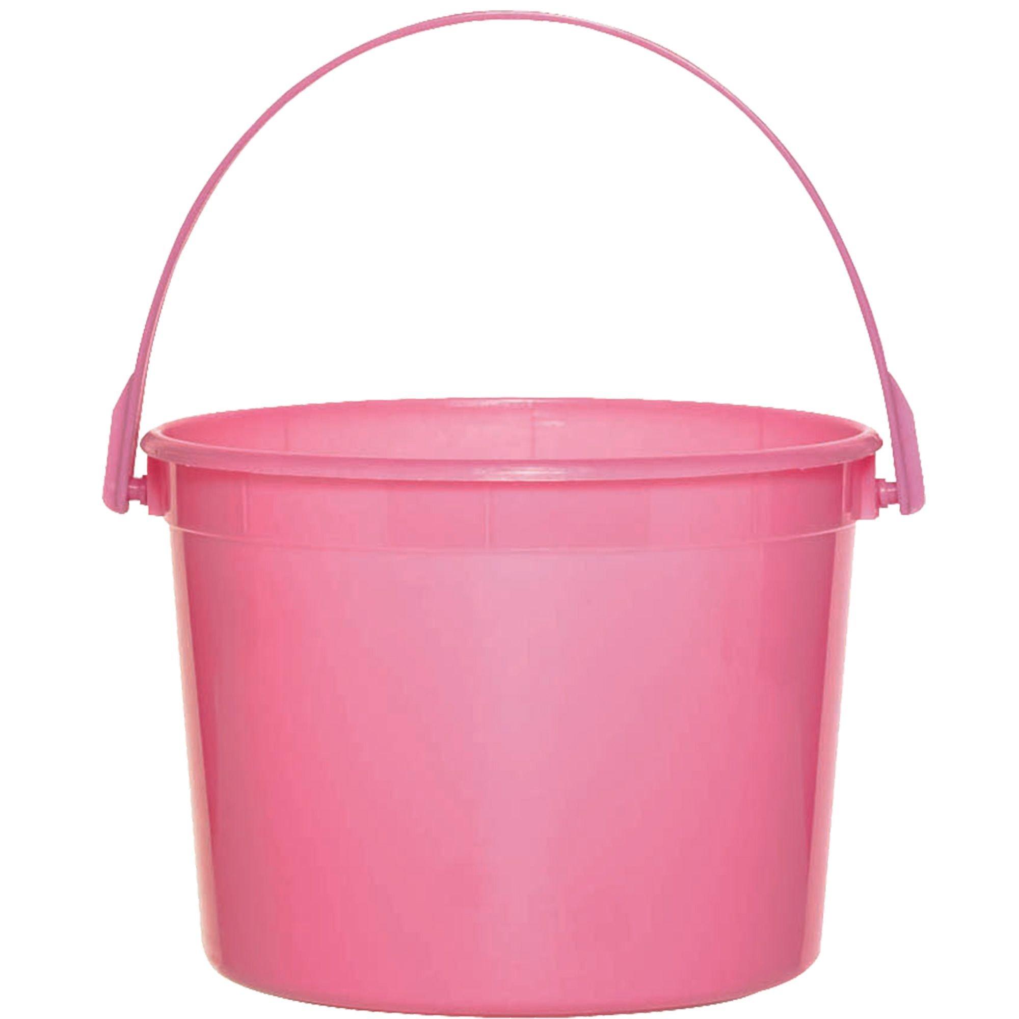 Polka Dot Metal Pail Buckets Party Favor, 5-inch (Light Pink)