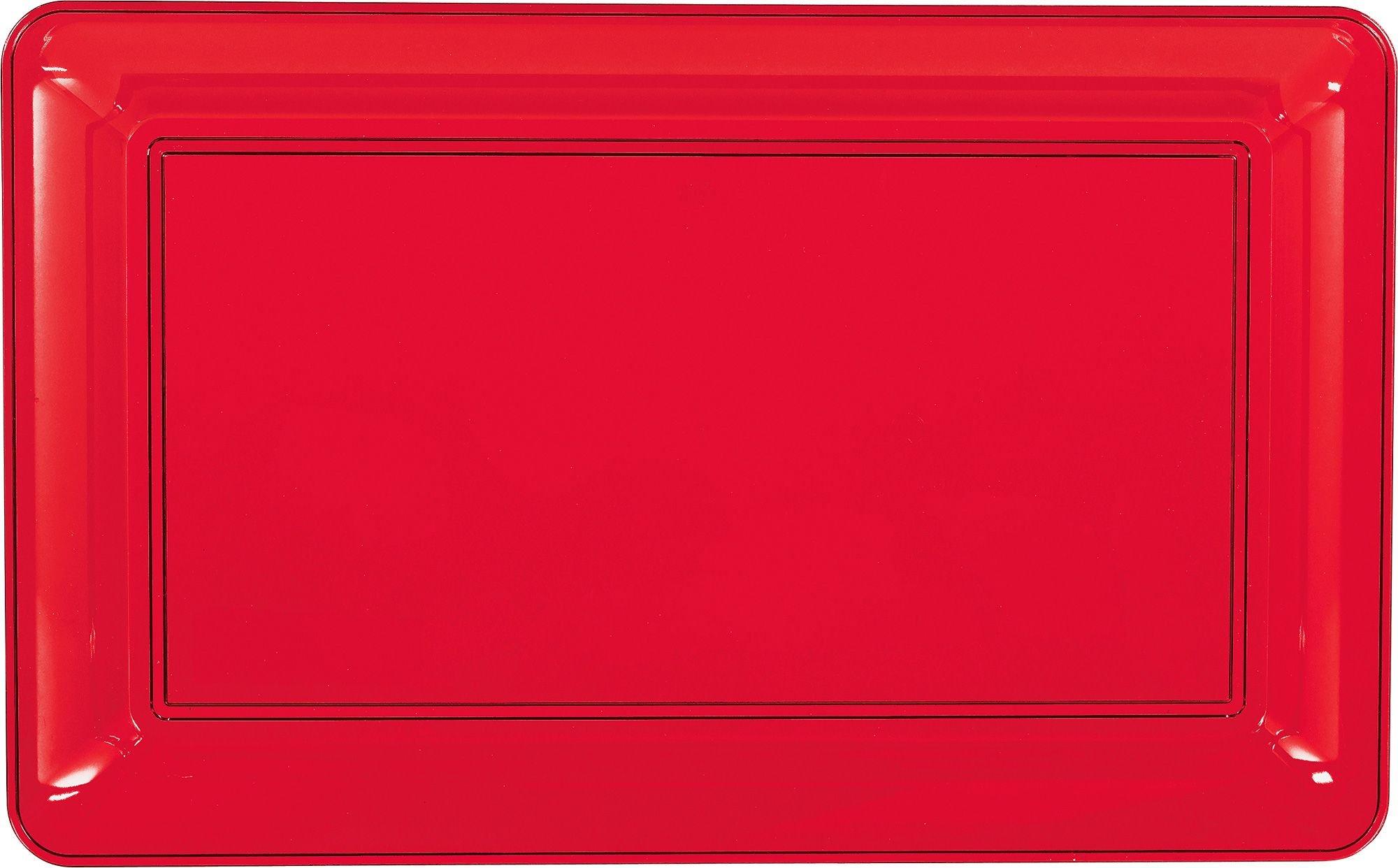 Red Plastic Rectangular Platter 11in x 18in